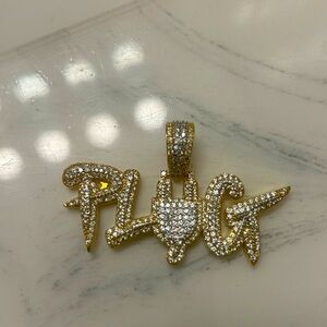 “Plug” 14K Gold Plated CZ Pendant
